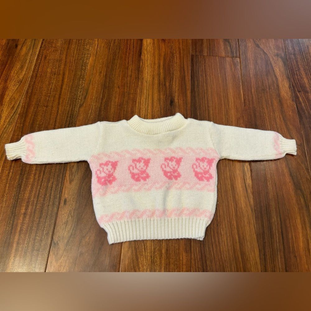 Sportease white/pink puppy dog sweater